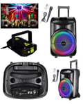 ENCEINTE SONO PORTABLE PARTY KARAOKE BLUETOOTH 700W MOBILE USB TWS LED RGB MSD Radio Fm MICRO + TELECOMMANDE + Laser multipoints rou