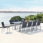 Arezzo 10 Gris : Salon De Jardin Extensible En Aluminium + 10 Assises En Textilène