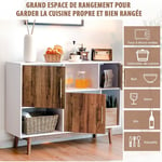 COSTWAY Buffet, Meuble de Rangement avec 3 Placards et 3 Étagères Ouvertes, Meuble de Cuisine avec 4 Pieds Surélevés, Utilisation Multifonctionnelle,