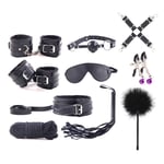 Adult Sexy BDSM Bondage  Kit Hand Cuffs Foot Cuff Whip Rope Sex SM Toys 7PCS