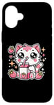 iPhone 16 Plus Funny Cat Kawaii Strawberry Milk Cartoon Anime For Women Case