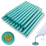 Bâton de cire, 20 PCS mini pistolet à colle bâton de cire d'étanchéité pour tampon de cire, bâtons de cire de scellement pour invitations de mariage, cartes (Duck Green)