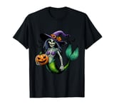 Scary Halloween Mermaid Witch Hat Costume Spooky Season T-Shirt