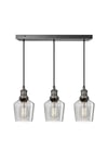 Brooklyn Tinted Glass Schoolhouse 3 Wire Cluster Lights, 5.5 inch, Smoke Grey, Pewter holder