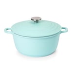 Casserole Dishes with Lid Oven Proof – Non Stick Deep Dutch Oven – Induction Cooking Pot – Oven Safe Aluminium Stockpot – 4L, 24cm, Teal – by Nuovva