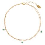 Orelia Jewellery Turquoise Enamel Star Multi Row Anklet