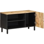 Meuble tv, Banc tv, Armoire de rangement noir 80x33,5x46 cm bois massif manguier brut FR565533 Maison Chic