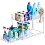 Puricon Lot de 1 Rangement sous Évier à 2 Étages avec Tiroirs Amovibles, Organisateur sous Évier Cuisine, Étagère Placard sous Évier Coulissant Multifonctionnelle Salle de Bain -Clair