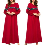 Muslim Islamic Kaftan Abaya Party Prom Women Red L