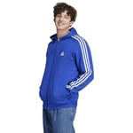 adidas Essentials Sweat à Capuche en Polaire 3 Bandes avec Fermeture éclair intégrale pour Homme, Bleu Semi-lucide, Taille XL, Bleu Semi-lucide, XL