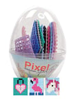 Pracht Creatives Hobby Pixel P90062-12501 Set Amusant dans Un œuf, Super Cadeau de Pâques pour Les Filles, avec 3 Motifs Licorne, Flamant Rose et château en Forme de cœur, Multicoloured, ca. 4 x 3 cm