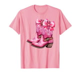 Cowgirl Boots Pink Baby Bow Preppy y2k Coquette T-Shirt