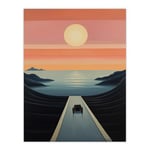 Wee Blue Coo Long Road Home Just Follow the Sun Blue Pink Seascape Oil Painting Extra Large XL Wall Art Poster Print