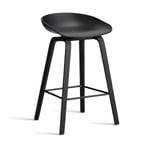 HAY About a Stool 32 Low barstol svart ekstativ 2.0 Svart-svart stålstöd