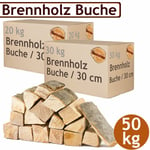 Flameup - Bois de chauffage 50 kg Pour Poêle et Cheminée Brasero Grill Panier à Feu Bûches de Bois de Hêtre 30 cm