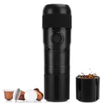 Portable Espresso Maker, Car Coffee Maker Electric Capsule Pod Espresso Machine with Car Cigarette Lighter, for Travel Outdoor Camping, Black