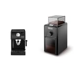 Machine à expresso De'Longhi ECP 31.21 | Porte-filtre avec finition aluminium | Filtre pour 1 ou 2 tasses Espresso | Noir & Moulin à Café Electrique, Broyeur avec Réservoir d'une Capacité de 120 g