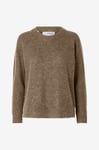 Selected FEMME - Tröja slfLulu LS Knit O-neck - Brun