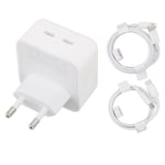 Snabbladdare med dubbla Type C-portar 35W PD med Type C-portkabel PD-kabel Dubbelport Telefonströmadapter för Android för Iphone EU-kontakt 100‑240V