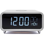 Groove Athena Digital Alarm Clock with Wireless Charging Pad & LCD Display White