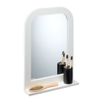 Miroir mural Tablette Miroir salle de bain Chambre Surface rangement blanc