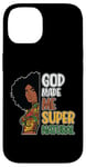 Coque pour iPhone 14 Black Queen Natural Hair Beauty God Made Me Mélanine pour femme