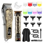 Tondeuse Cheveux Homme Professionnelle, Tondeuse Barbe Sans Fil Electrique pour Enfants Adultes, avec 14 Peignes de Guidage, Doré