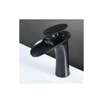 Robinet Salle de Bain Cascade Mitigeur de Lavabo Bec Haut pour Vasque Robinet Lavabo - Noir - Shunli