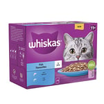 whiskas 11+ Fish Selection in Jelly 48x85g Pouches, Senior Cat Food (12x85g)