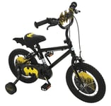 Batman 14inch Bike Toys for Boys and Girls - Officially Licensed Kids Bike with Stabilisers - Kids Cycle with Adjustable Handlebars and Seat - 3+ Year Old - Kids Bicycle, Black