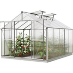 GFP - Serre de jardin Orchidee 5 structure en aluminium 256 x 317 cm panneaux en polycarbonate - avec cadre de fondation et ouvre-fenêtre automatique