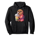 Kiwi Bird Drinking Bubble Tea Japanese Kimono Pullover Hoodie