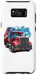 Coque pour Galaxy S8+ Camion conducteur patriotique drapeau USA rouge blanc et bleu camions fourgon