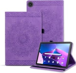 Coque Pour Lenovo Tab M10 Plus 3rd Gen 2022 10.6 Pouce Tb-125fu Étui Cuir Pu Avec Fonction Support Fente Pour Carte Housse Tablette Gaufrage Mandala Lenovo Tab M10 Plus 3rd Gen, Pourpre