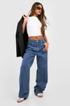 Womens High Waisted Wide Leg Jeans - White - 12, White