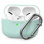 AHASTYLE AirPods Pro Case Protective Cover [Front LED Visible] Compatible with Apple AirPods Pro 2019 (With Carabiner, Mint)