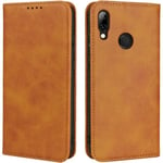 Housse Huawei P Smart 2019 - Marron - Étui En Cuir - 3 Fentes Pour Cartes - Fonction De Support - Tpu