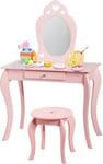 Coiffeuse Style Princesse Europeenne Table de Maquillage pour Enfant avec Tabouret Miroir et Tiroir