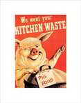 Wee Blue Coo POLITICAL KITCHEN WASTE BIN PIG FOOD ECONOMY BLACK FRAMED ART PRINT B12X5700