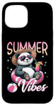 Coque pour iPhone 15 Flotteur de natation panda amusant Summer Vibes Beach Lovers