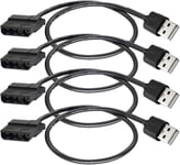 4pcs USB vers 4 broches Molex PWM 5V USB Sleeve Fan Power Adapter Cable, USB vers 4-Pin Molex Case Fan Adapter Connector Cable (USB 4-Pin Molex Cable)