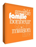 Feel Good Art Amour et Famille Toile sur Cadre Photo Mural de Style Moderne/Typographique Orange 50 x 50 cm