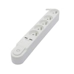 CHACON Bloc multiprise 5 prises 16 A avec interrupteur, 2 ports USB et câble 3 m HO5VV-F 3x1,5 mm² noir