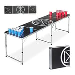 Relaxdays, noir Beer Pong, pliante, jeux alcool, design table audio, HxLxP: 70 x 241,5 x 60cm, blanc Adulte unisexe, 1