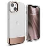 elago Glide Case Compatible with iPhone 13 Case (6.1"), Protective Thin TPU Cover, Shockproof, Enhanced Camera Guard, Anti-Scratch, Simple and Unique Design (Frosted Clear/Rose Gold)