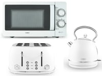 Tower Heritage White Dome Kettle 4 Slice Toaster & Microwave Matching Set