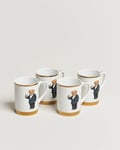 Ralph Lauren Home Thompson Bear Porcelain Mug Set 4pcs White/Gold