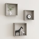 Tagères murales sous forme de cube 3 pcs Armoire murale Meuble Étagère Gris béton 37538