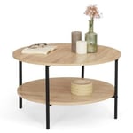 Table Basse Plateau Rond Rangement Bas Salon Moderne