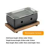 Plaque de barbecue en fonte japonaise,petit four en alliage d'aluminium,grill à charbon de bois japonais,four à Kebab,grill d'intérieur sans fumée - Type 24x13cm and Grid